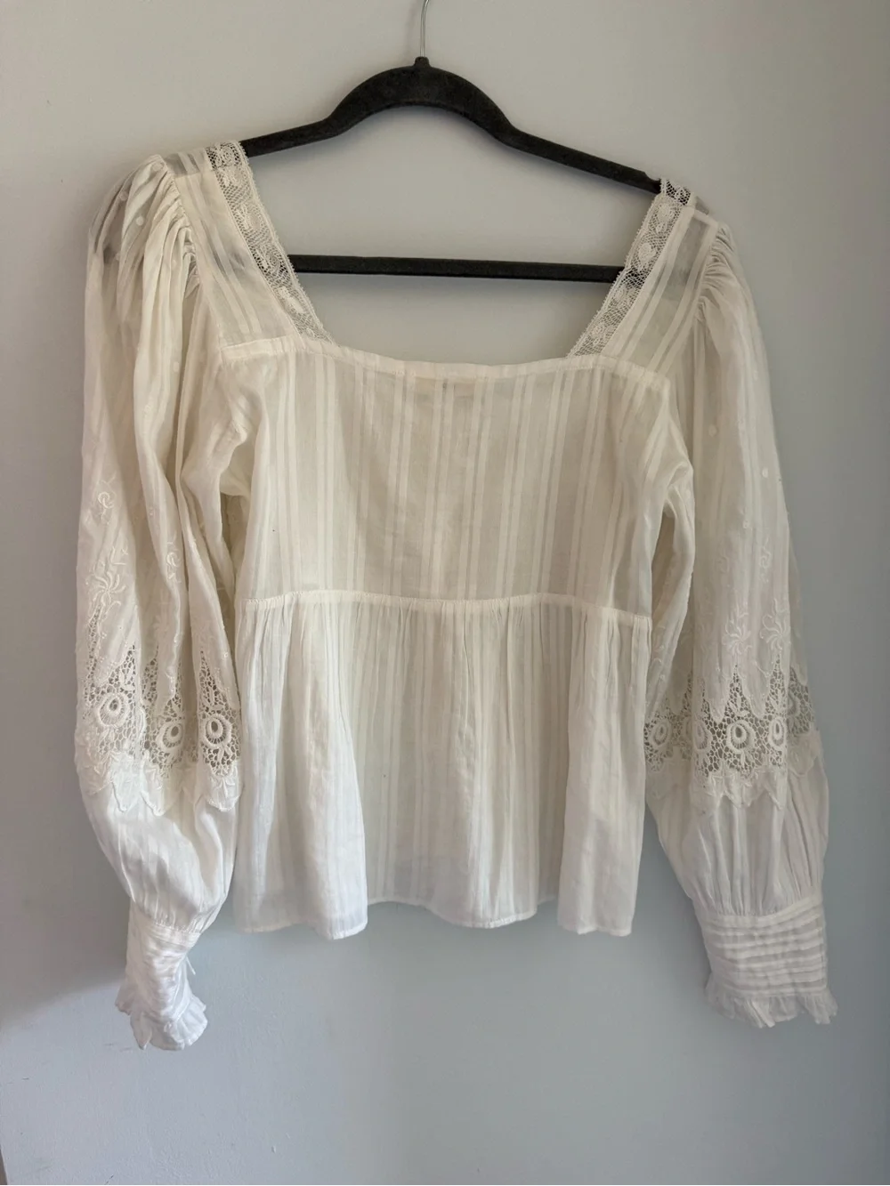 LoveShackFancy Ivory Lace Peasant Blouse - Picture 2 of 5